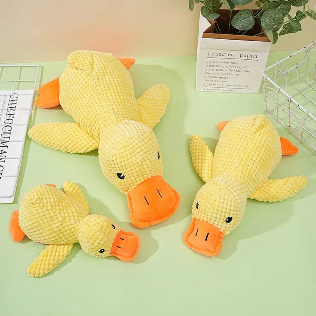 Pet Plush Toy Dog Calming Duck Companion Sleeping Duck Toys Chew Toy Durable Squeaky for Puppy Pet Teeth Cleaning Chew Pet To
