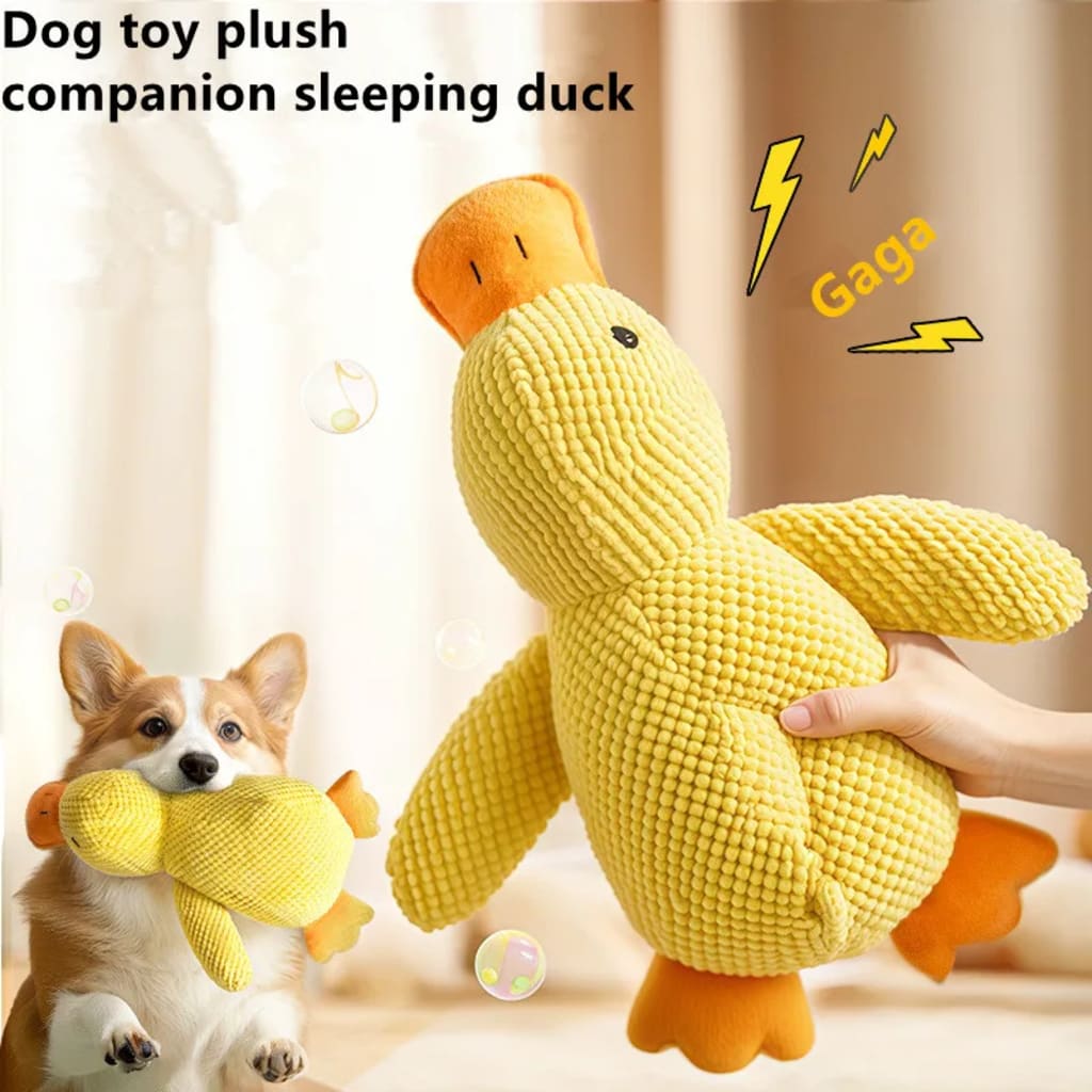 Pet Plush Toy Dog Calming Duck Companion Sleeping Duck Toys Chew Toy Durable Squeaky for Puppy Pet Teeth Cleaning Chew Pet To